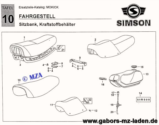 10. Sitzbank, Kraftstoffbehälter