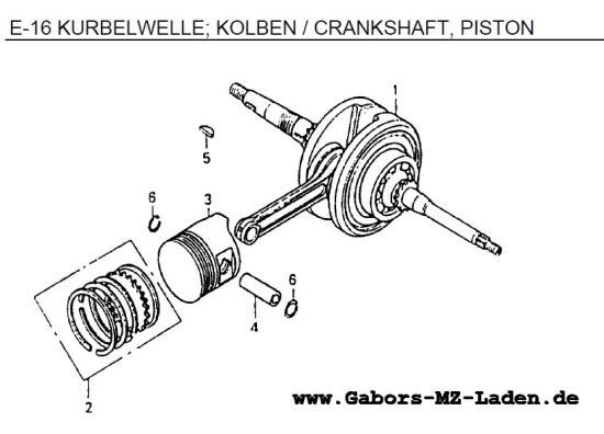 E16 Kurbelwelle; Kolben