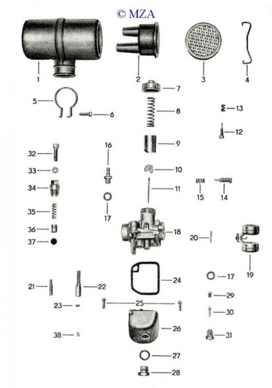 Reparaturset Vergaser 16N1 für Simson S50 S51 S70 KR51/2 SR50 - 28