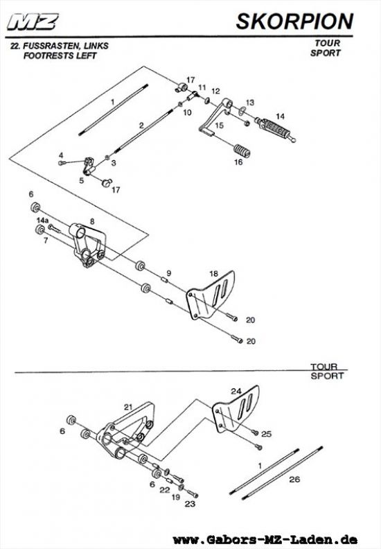 22. Fußrasten links